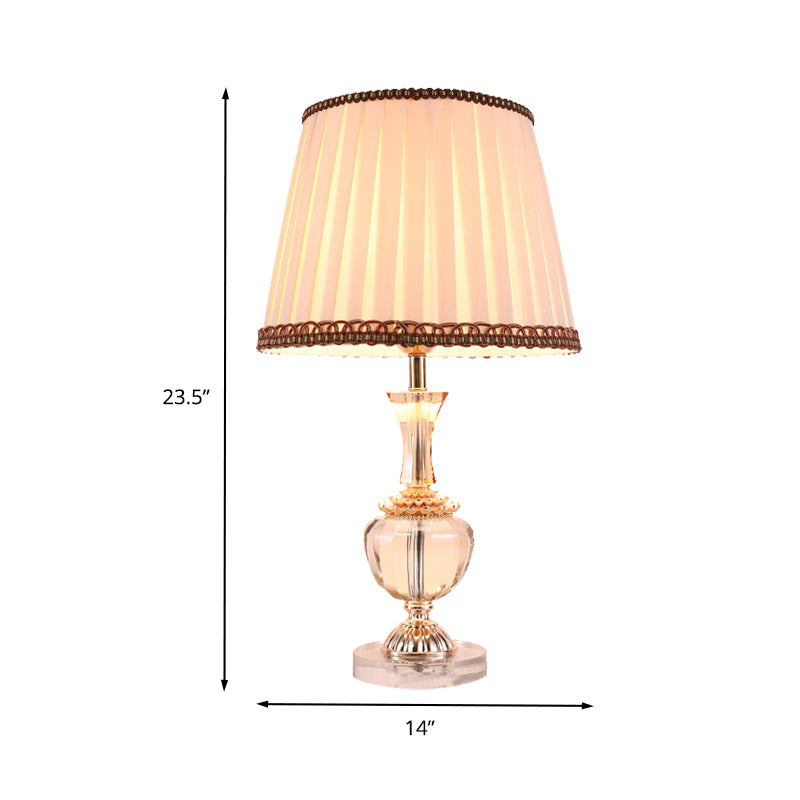 Pleated Fabric Task Light Modern 1 Head Beige Reading Lamp with Faux-Braided Detailing