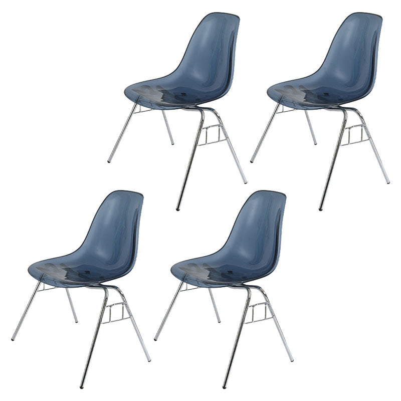 Industrial Style Armless Side Chairs Solid Back Plastic Dining Chair for Home