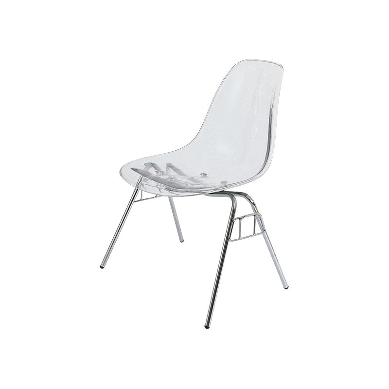 Industrial Style Armless Side Chairs Solid Back Plastic Dining Chair for Home