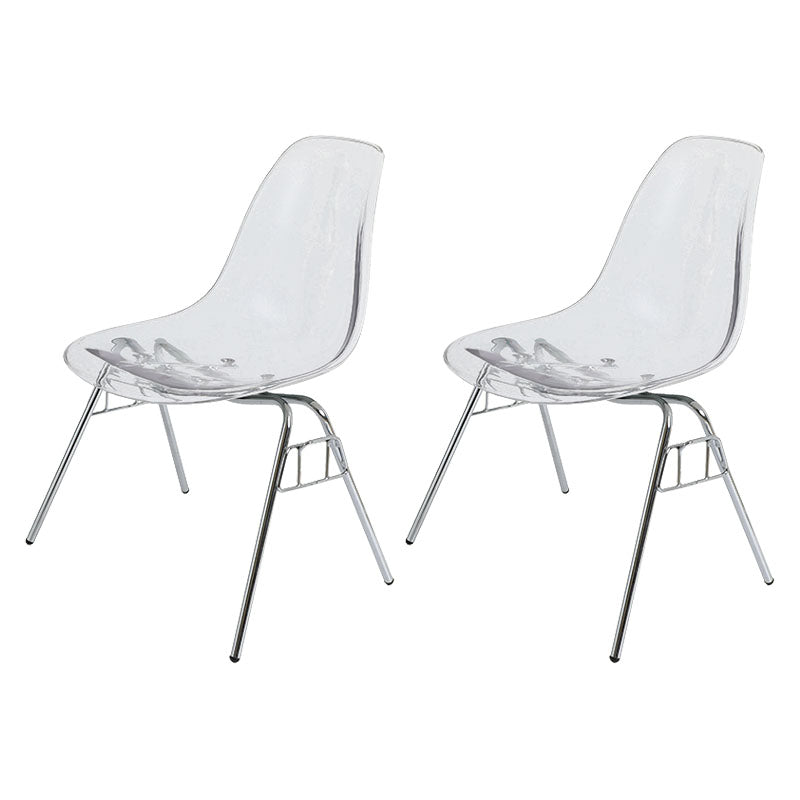 Industrial Style Armless Side Chairs Solid Back Plastic Dining Chair for Home