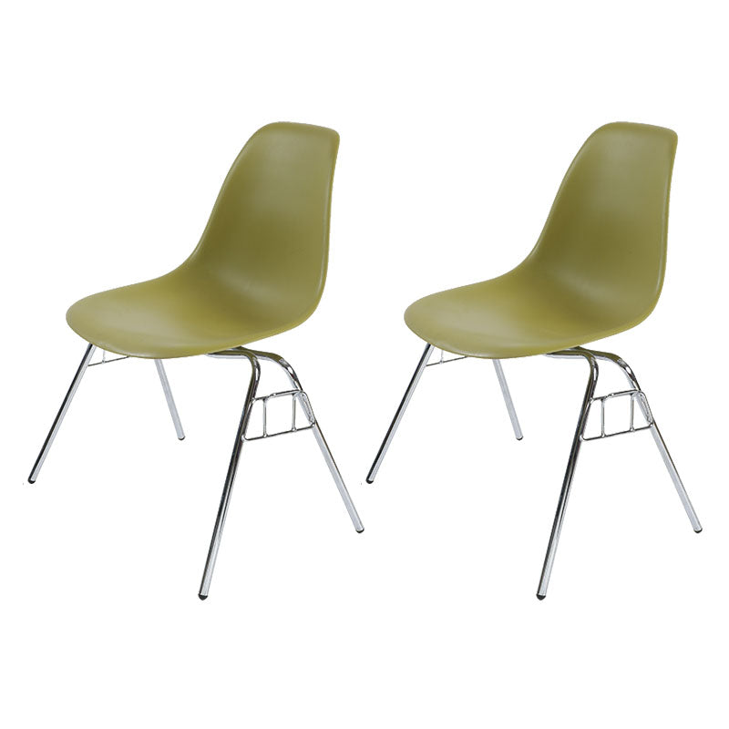 Industrial Style Armless Side Chairs Solid Back Plastic Dining Chair for Home