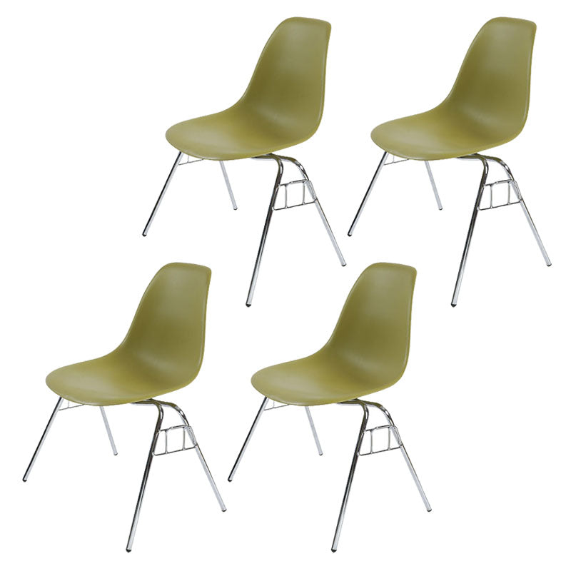 Industrial Style Armless Side Chairs Solid Back Plastic Dining Chair for Home