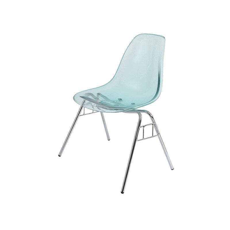 Industrial Style Armless Side Chairs Solid Back Plastic Dining Chair for Home