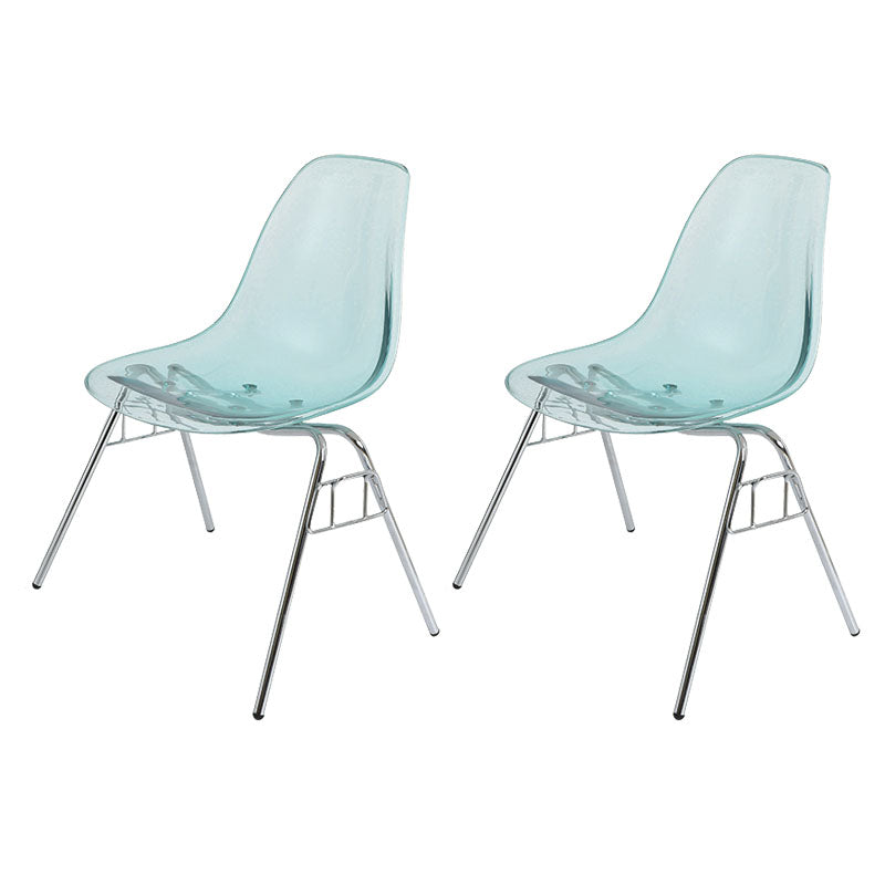 Industrial Style Armless Side Chairs Solid Back Plastic Dining Chair for Home