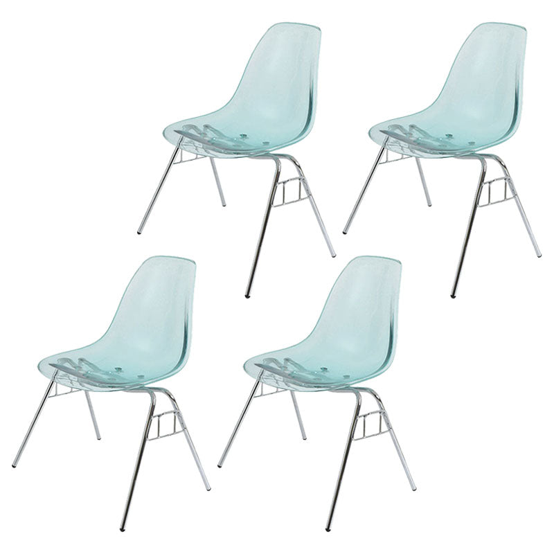 Industrial Style Armless Side Chairs Solid Back Plastic Dining Chair for Home