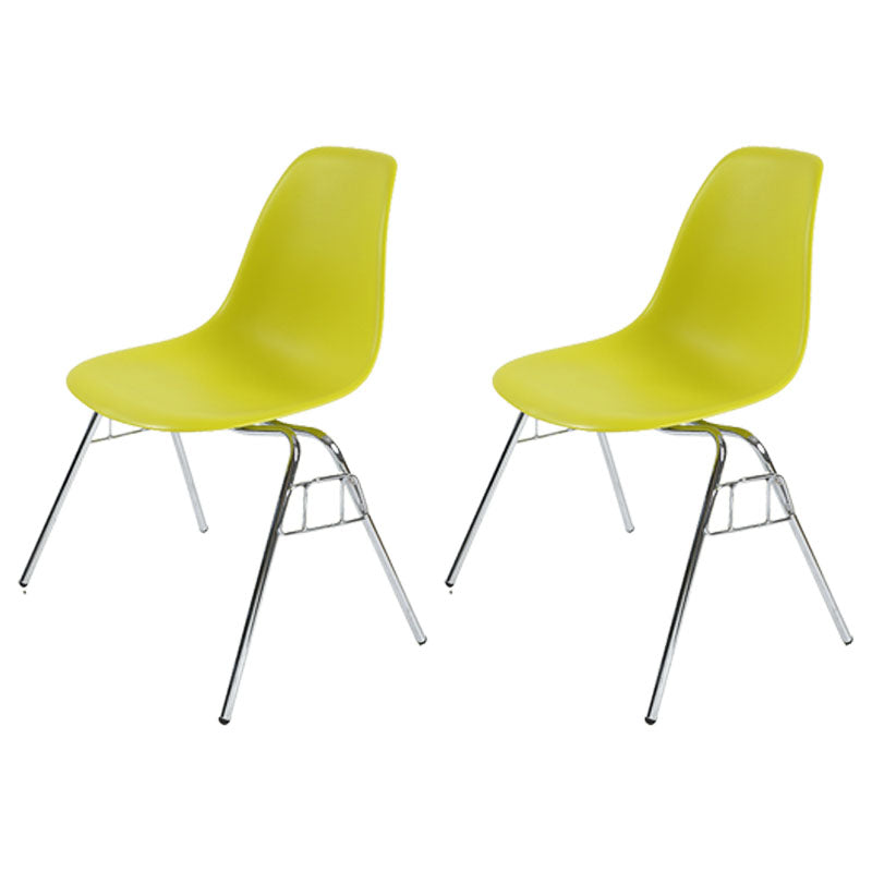 Industrial Style Armless Side Chairs Solid Back Plastic Dining Chair for Home