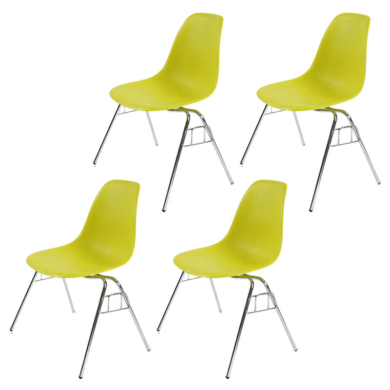 Industrial Style Armless Side Chairs Solid Back Plastic Dining Chair for Home