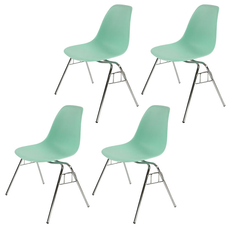 Industrial Style Armless Side Chairs Solid Back Plastic Dining Chair for Home