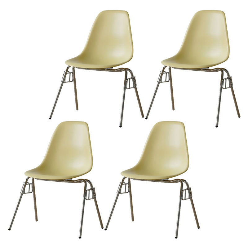 Industrial Style Armless Side Chairs Solid Back Plastic Dining Chair for Home