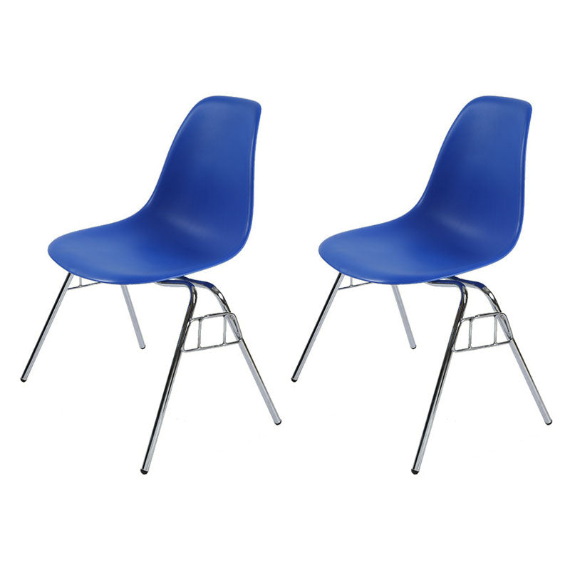 Industrial Style Armless Side Chairs Solid Back Plastic Dining Chair for Home