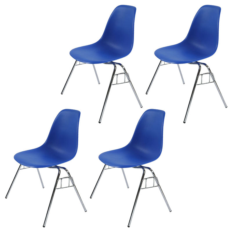 Industrial Style Armless Side Chairs Solid Back Plastic Dining Chair for Home