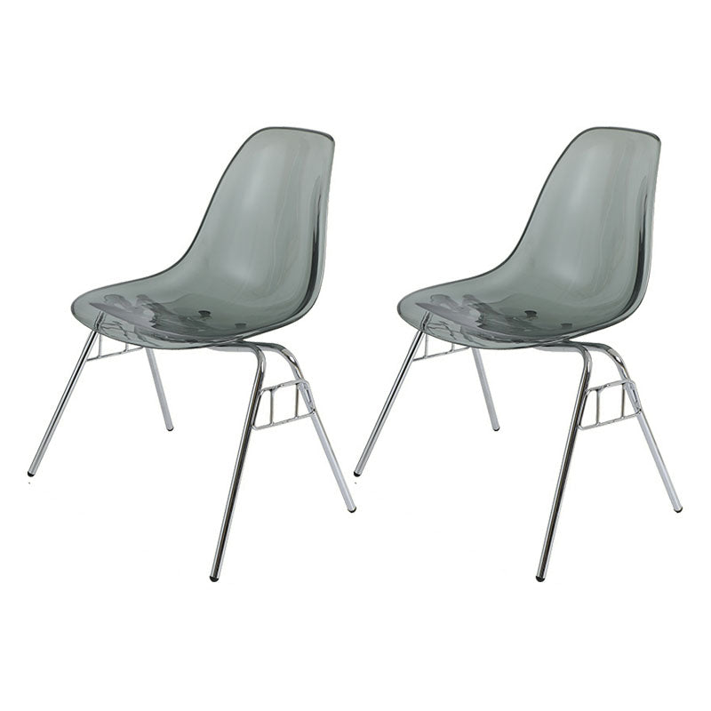 Industrial Style Armless Side Chairs Solid Back Plastic Dining Chair for Home