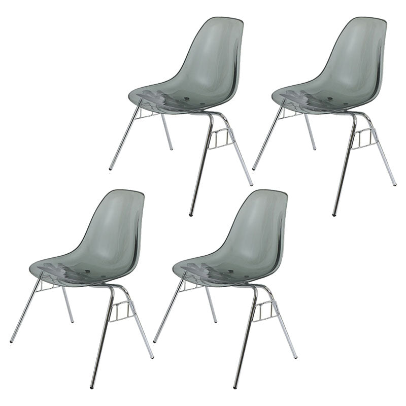 Industrial Style Armless Side Chairs Solid Back Plastic Dining Chair for Home