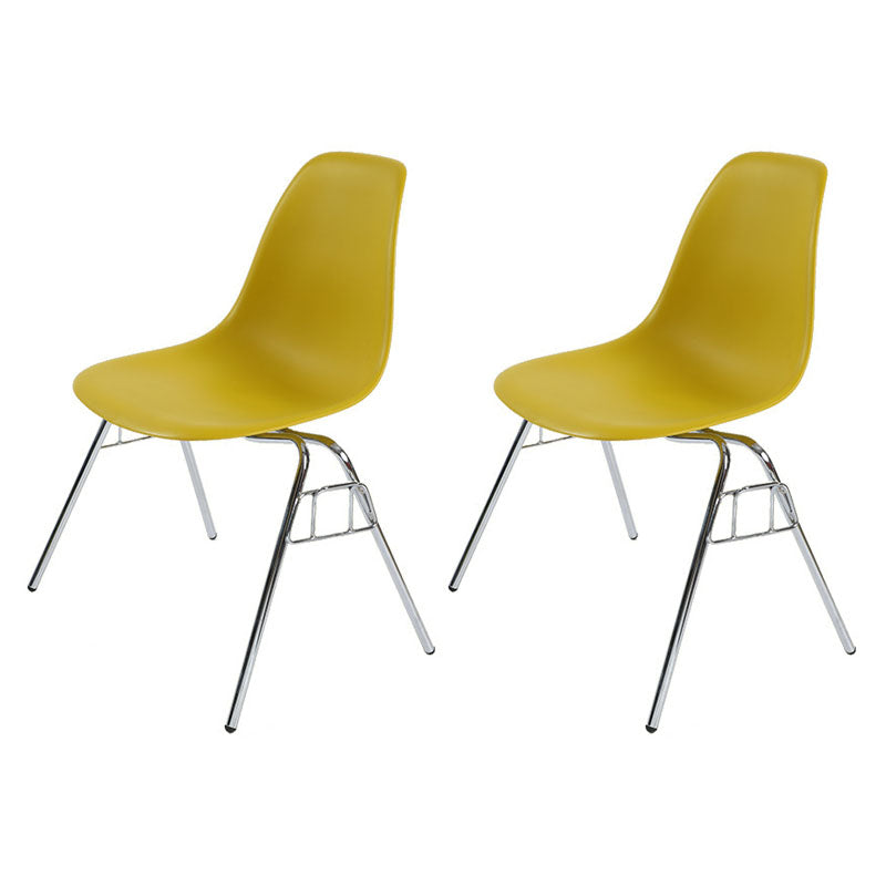 Industrial Style Armless Side Chairs Solid Back Plastic Dining Chair for Home