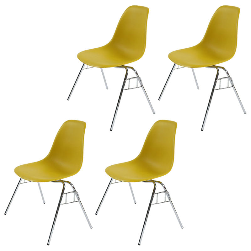 Industrial Style Armless Side Chairs Solid Back Plastic Dining Chair for Home