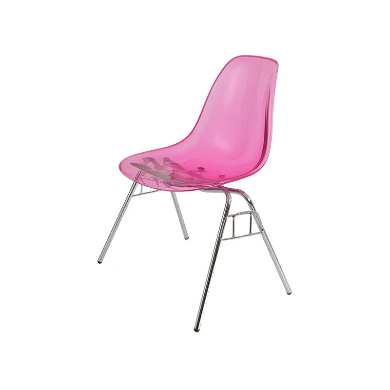 Industrial Style Armless Side Chairs Solid Back Plastic Dining Chair for Home