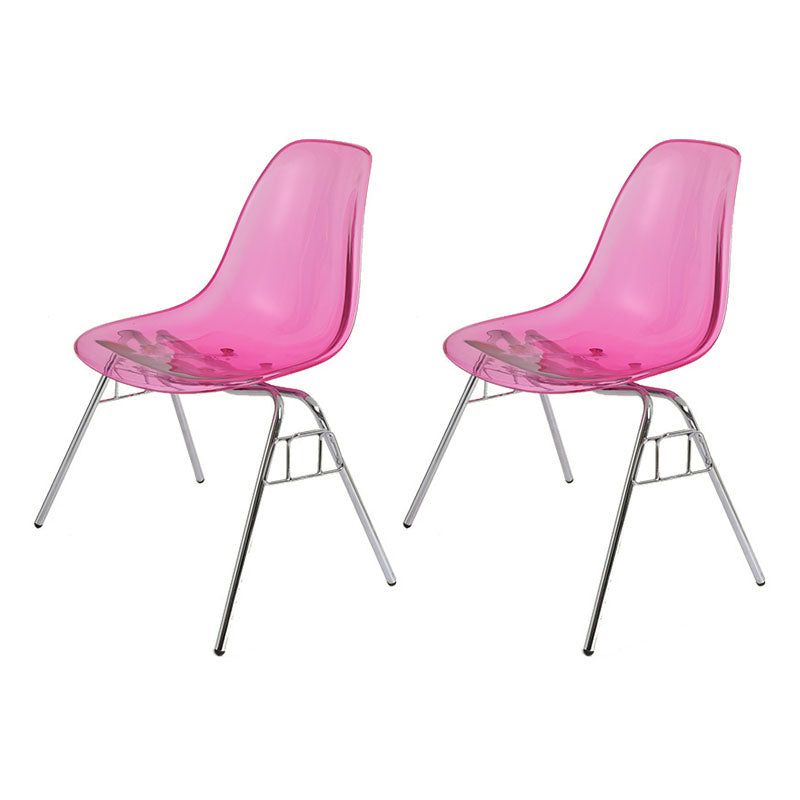 Industrial Style Armless Side Chairs Solid Back Plastic Dining Chair for Home