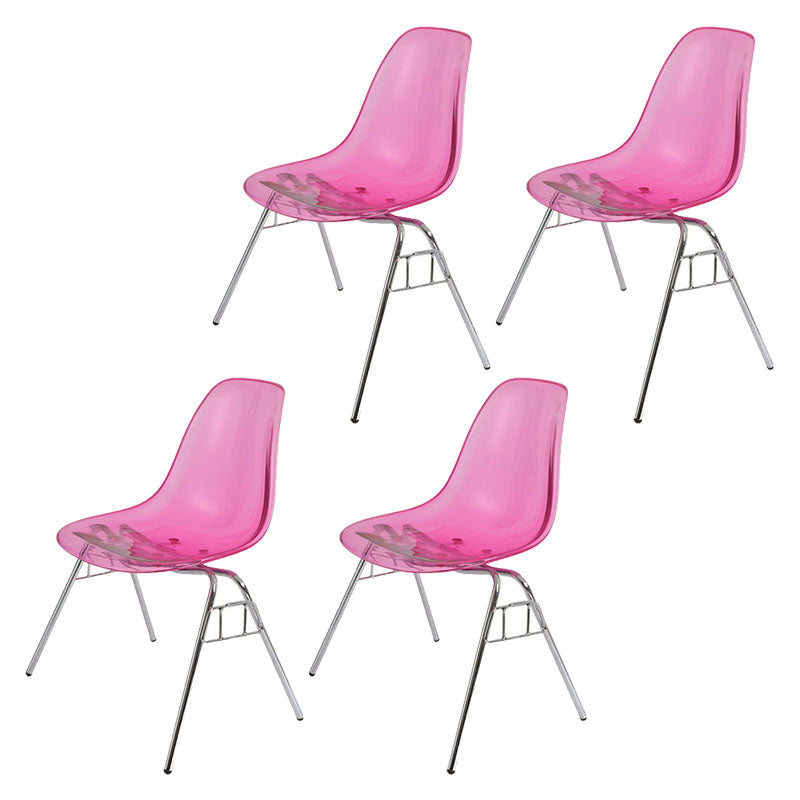 Industrial Style Armless Side Chairs Solid Back Plastic Dining Chair for Home