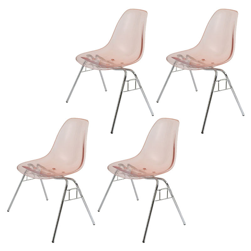 Industrial Style Armless Side Chairs Solid Back Plastic Dining Chair for Home