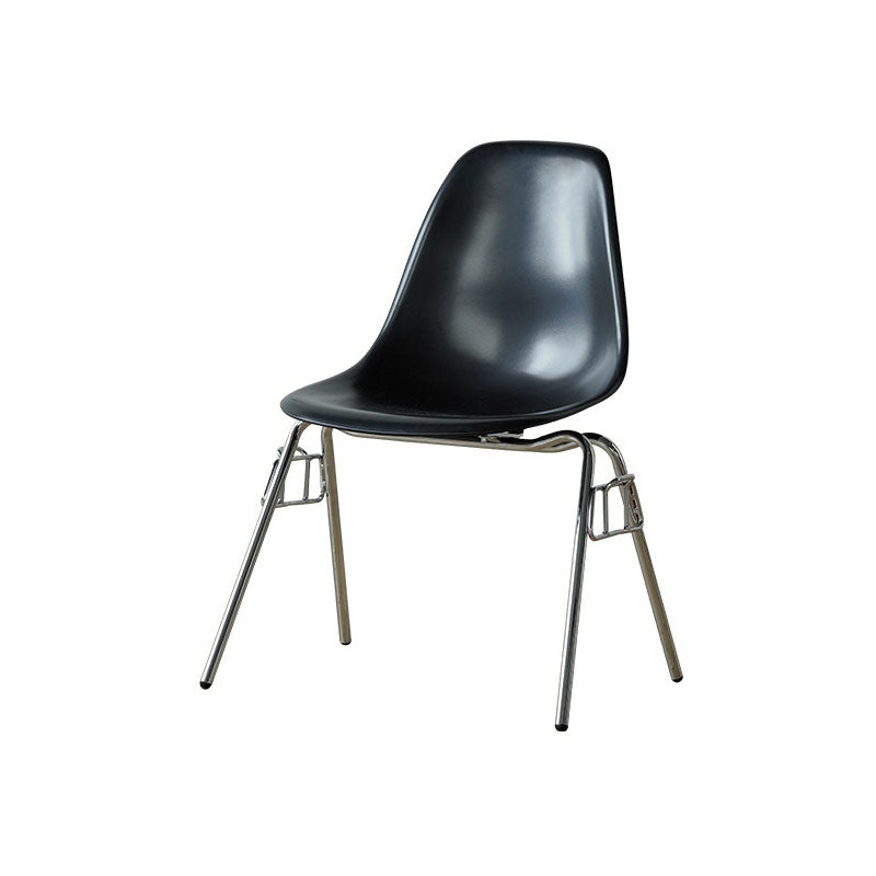 Industrial Style Armless Side Chairs Solid Back Plastic Dining Chair for Home