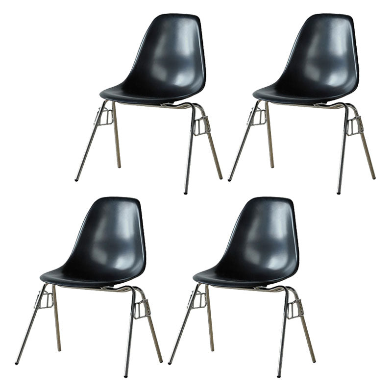 Industrial Style Armless Side Chairs Solid Back Plastic Dining Chair for Home