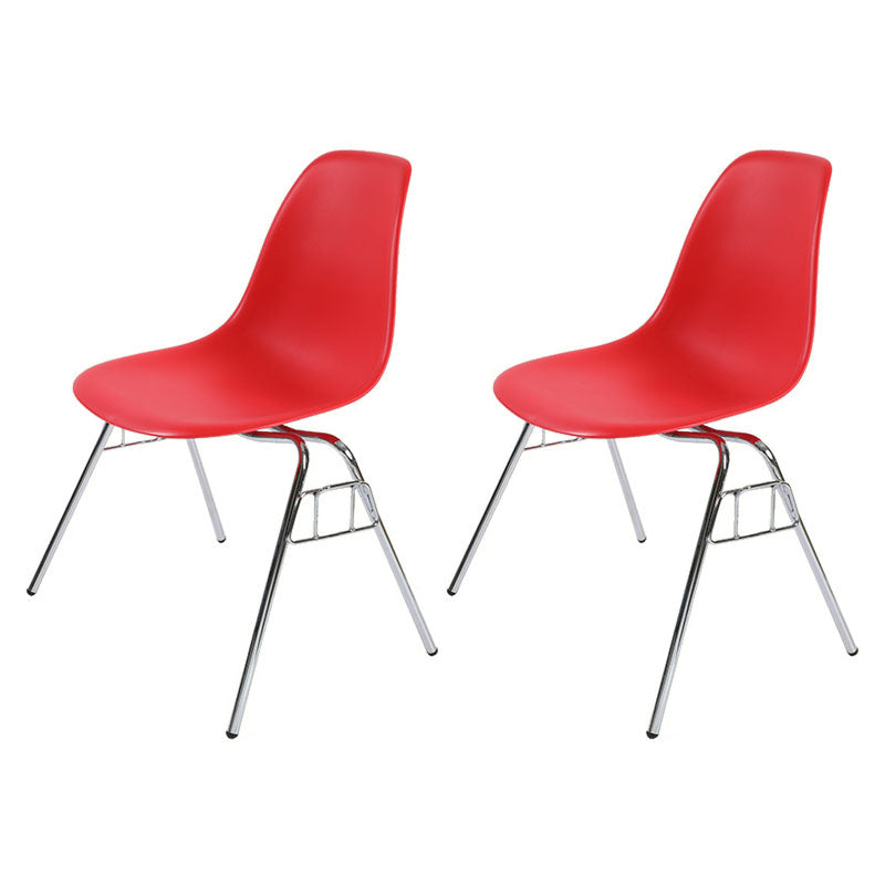 Industrial Style Armless Side Chairs Solid Back Plastic Dining Chair for Home