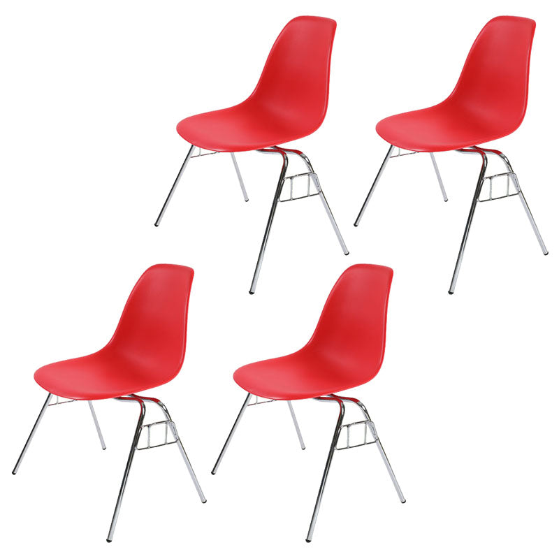 Industrial Style Armless Side Chairs Solid Back Plastic Dining Chair for Home