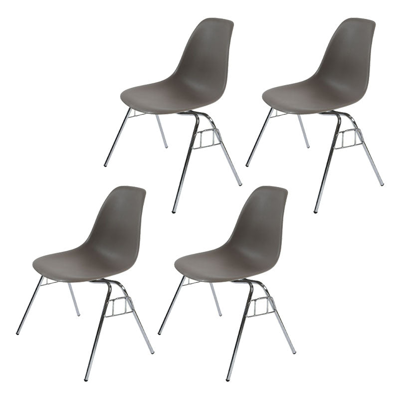 Industrial Style Armless Side Chairs Solid Back Plastic Dining Chair for Home