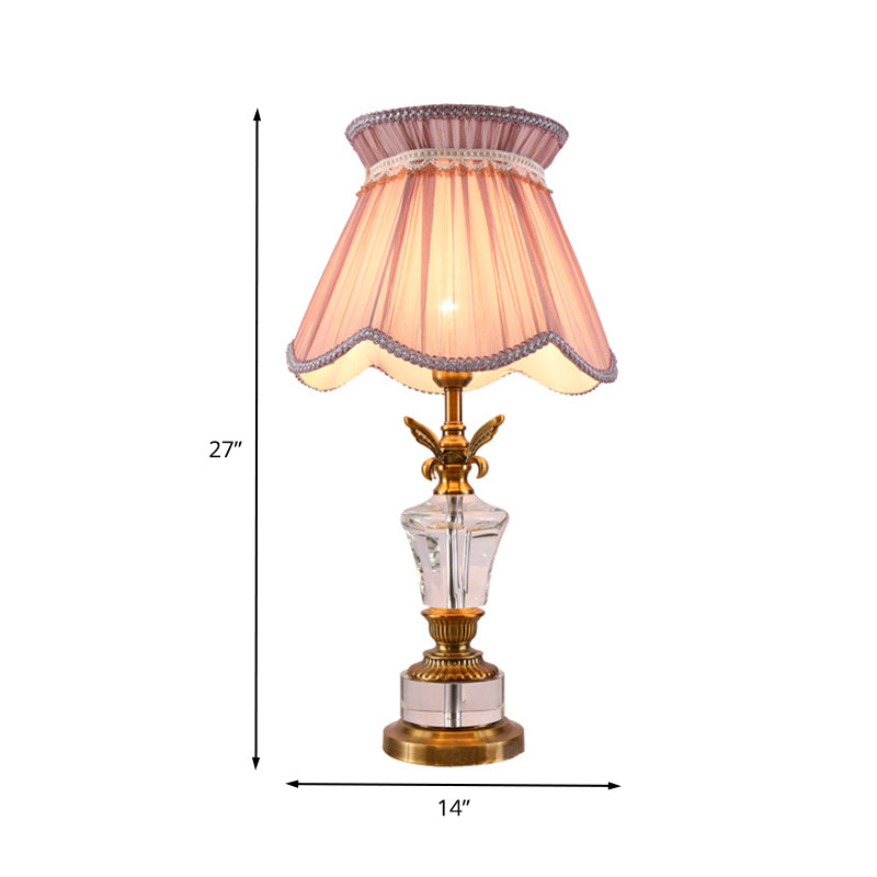 Lampada da tavolo in tessuto modernista 1 lampadina di lettura in rosa con finiture intrecciate