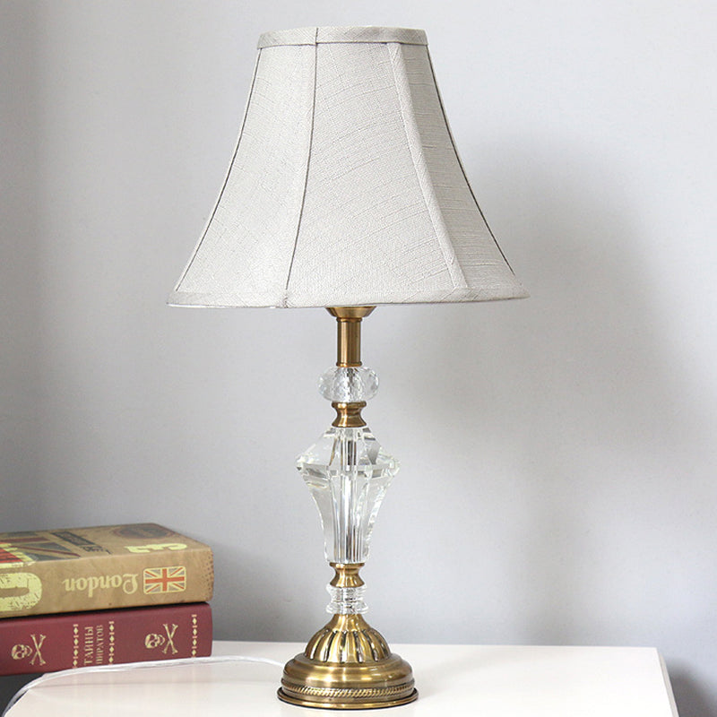 Wide Flare Study Lamp Modernist Fabric 1 Head Reading Book Light in White for Study