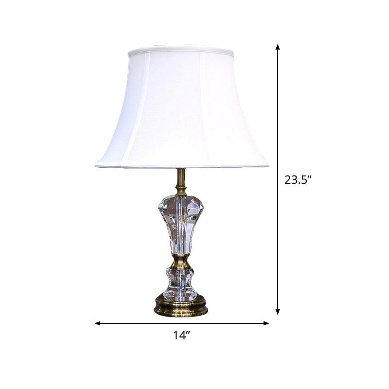 Contemporary 1 Head Task Lighting White Flared Night Table Lamp with Fabric Shade