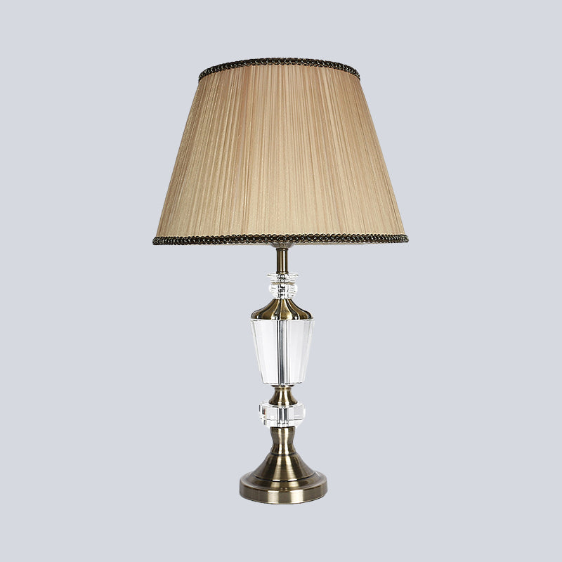 Fabric Barrel Shade Table Light Modernist 1 Head Beige Small Desk Lamp for Bedside