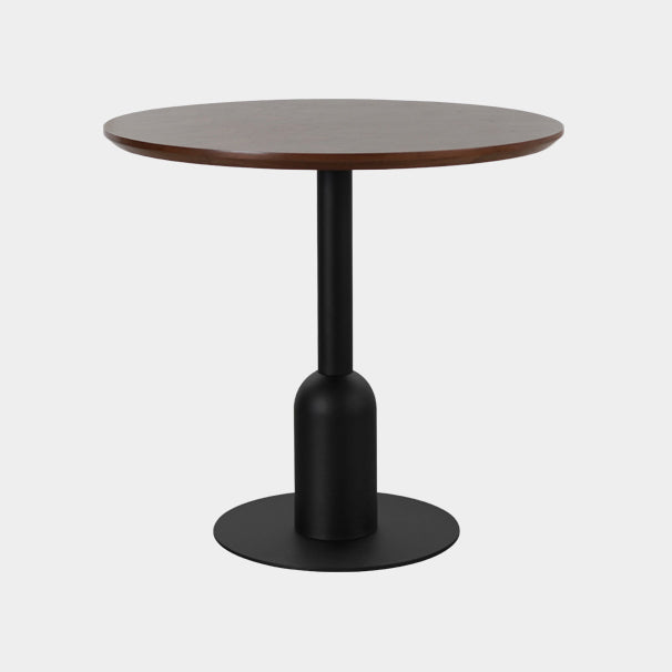 Metal Industrial Dining Table Wood Top Indoor Table with Pedestal Base