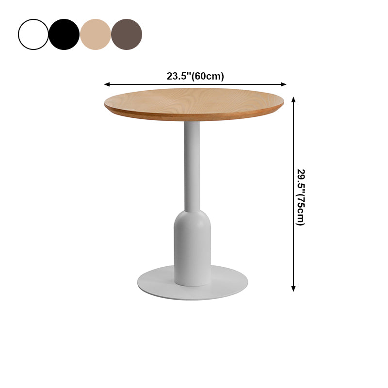 Metal Industrial Dining Table Wood Top Indoor Table with Pedestal Base