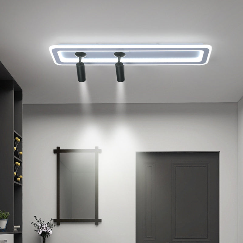 Montaggio a filo a LED con ombre acrilico rettangolare nella luce moderna a soffitto in metallo con lampada in alluminio