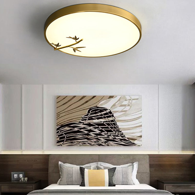 Round Shape Flush Mount Lamp Modern Metal 1 Light Flush Mount Ceiling Light