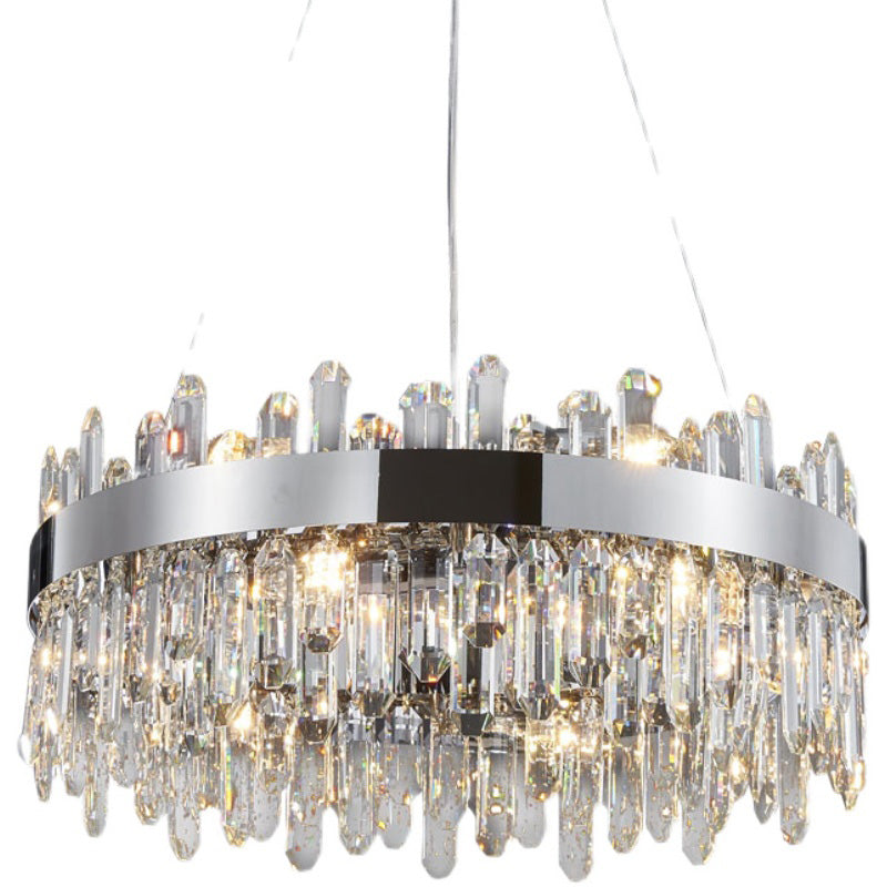 Wheel Shape Chandelier Light Modern Crystal 1-Light Chandelier Lighting Fixture in Silver