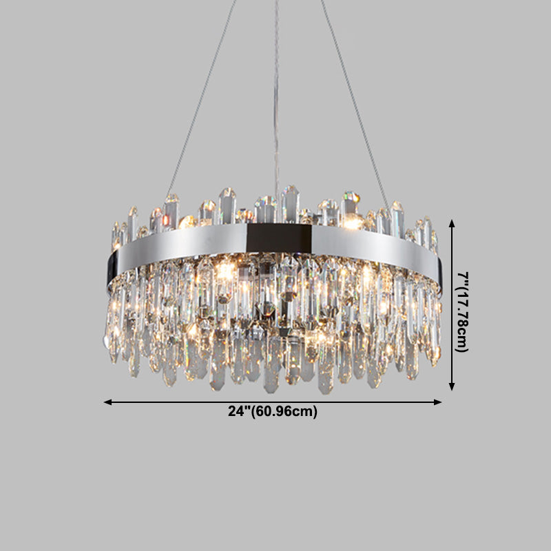 Wheel Shape Chandelier Light Modern Crystal 1-Light Chandelier Lighting Fixture in Silver