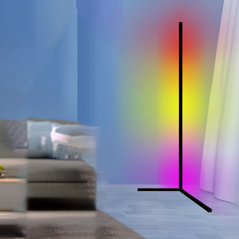 1 Light Linear Floor Lamp Modernism Metal Standard Lamps for Living Room in Black