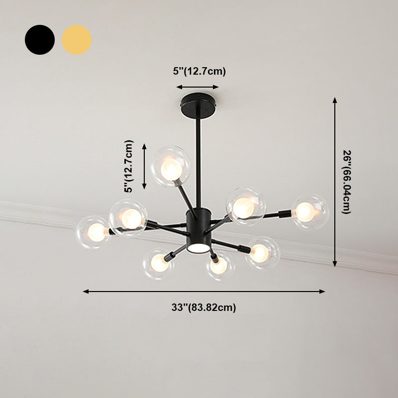 Nordic moderne en verre transparent des luminaires suspendus Spoutnik Chandelier pour le salon