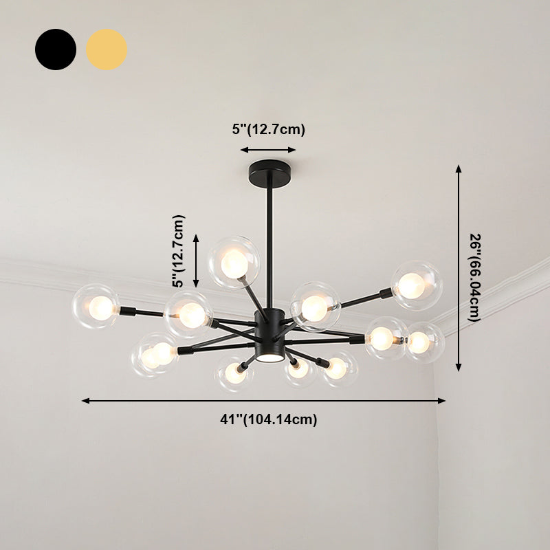 Nordic moderne en verre transparent des luminaires suspendus Spoutnik Chandelier pour le salon