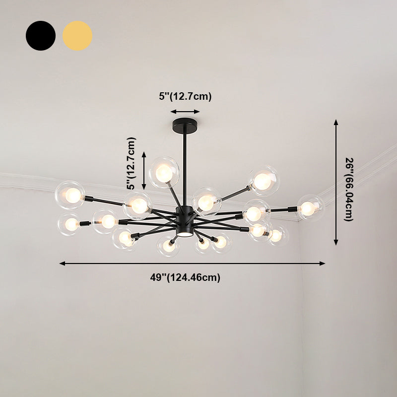 Nordic moderne en verre transparent des luminaires suspendus Spoutnik Chandelier pour le salon