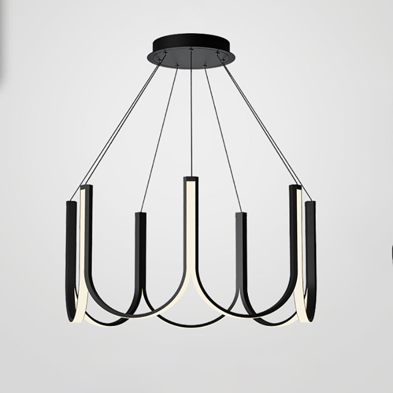 Black Geometric Chandelier Modern LED Hanging Light with Aluminum for Bedroom