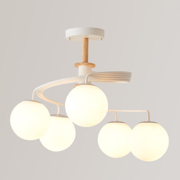 Luminaires de lustre en bois moderne globe suspension à suspension multiples