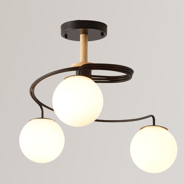 Luminaires de lustre en bois moderne globe suspension à suspension multiples