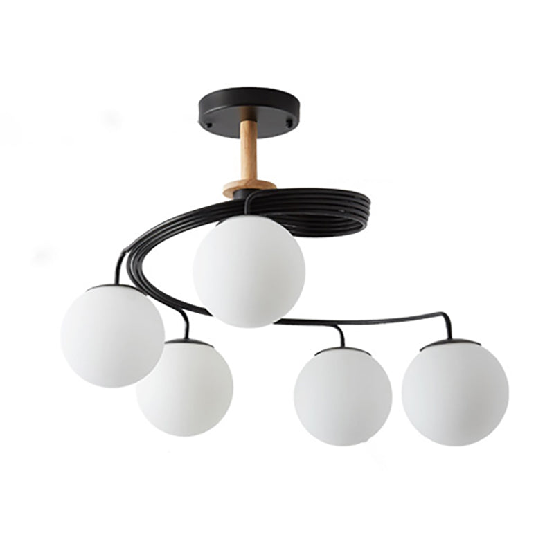 Luminaires de lustre en bois moderne globe suspension à suspension multiples