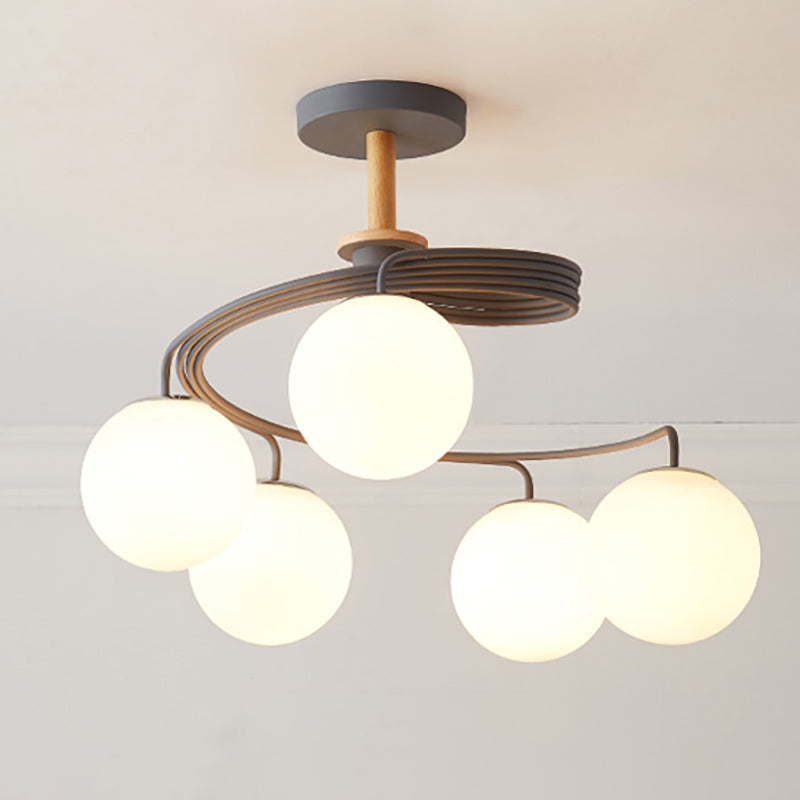 Luminaires de lustre en bois moderne globe suspension à suspension multiples