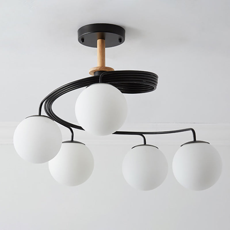 Luminaires de lustre en bois moderne globe suspension à suspension multiples