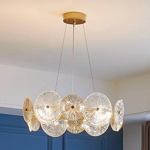 Gol Cercle Chandelier Modern Multi Light Hanging Light avec verre pour chambre à coucher