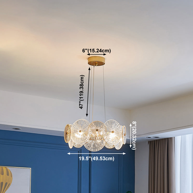 Gol Cercle Chandelier Modern Multi Light Hanging Light avec verre pour chambre à coucher